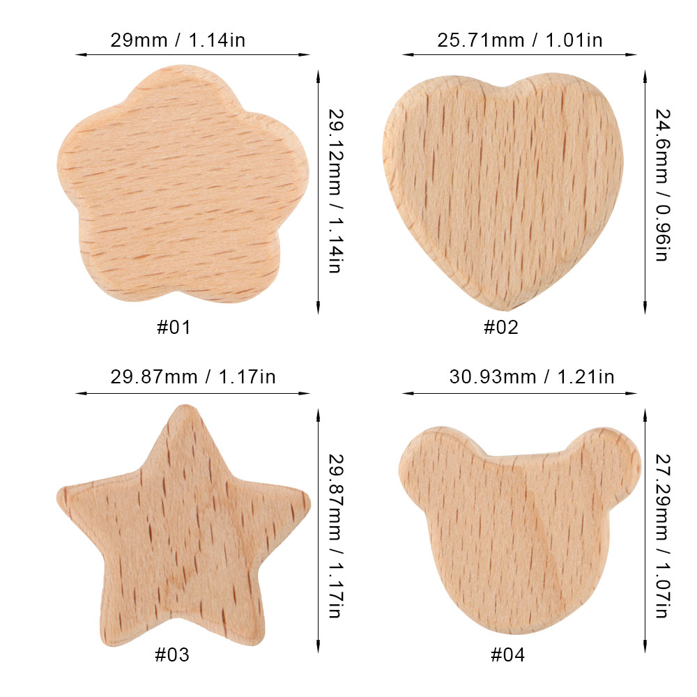Art Craft Handmade - Kovict 15pcs Beech Wood Bear Flower