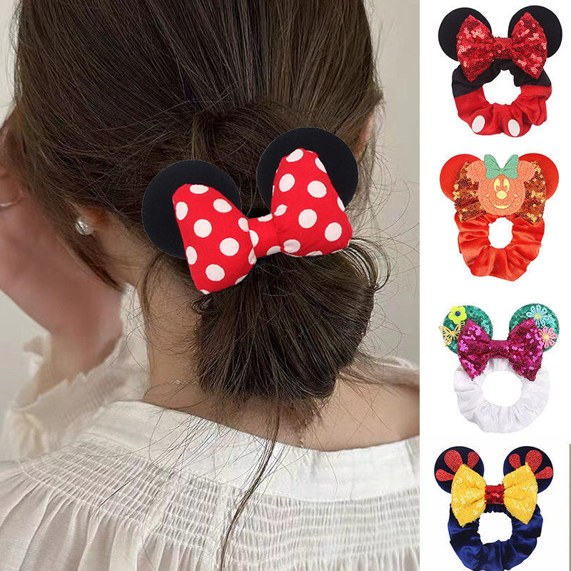 Art And Craft Hair - 1pc Mouse Ears Hair Scrunchies Velvet