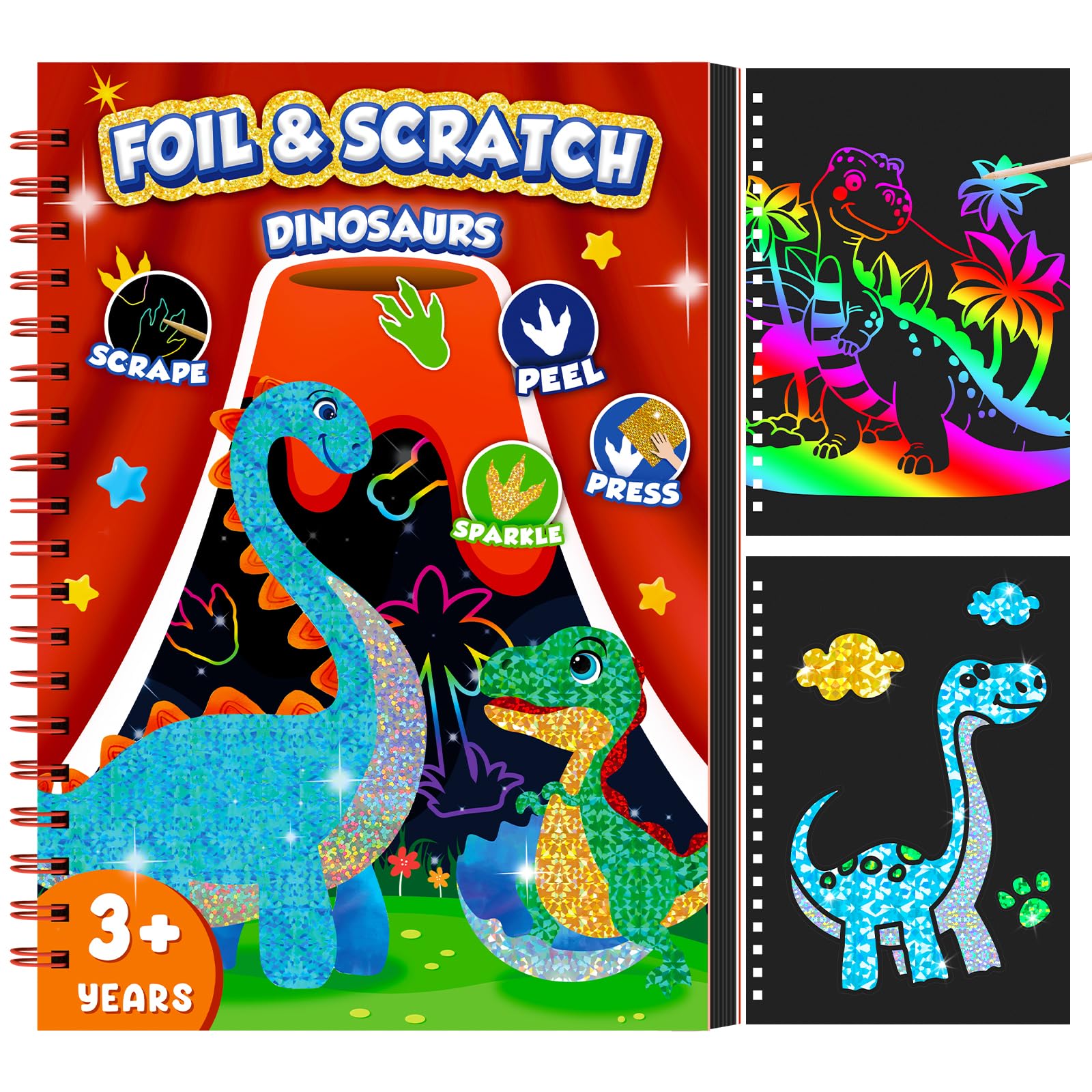 Art Craft Dinosaur - Dinosaur Scratch Art Book for Kids