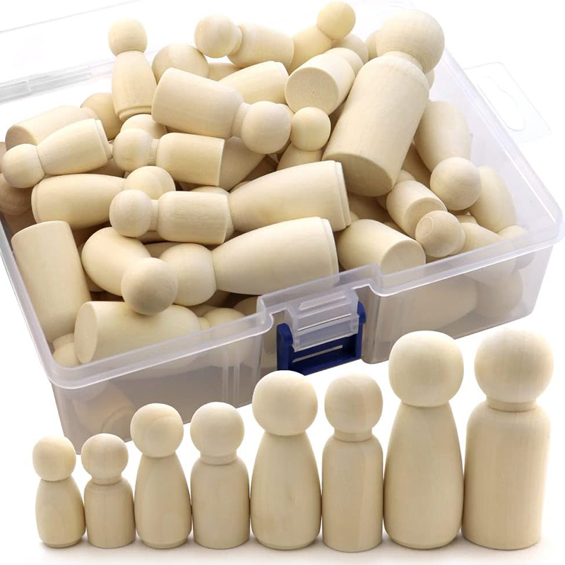 Craft And Art Difference - 2/5/10Pcs Wooden Peg Doll Unfinished Wooden