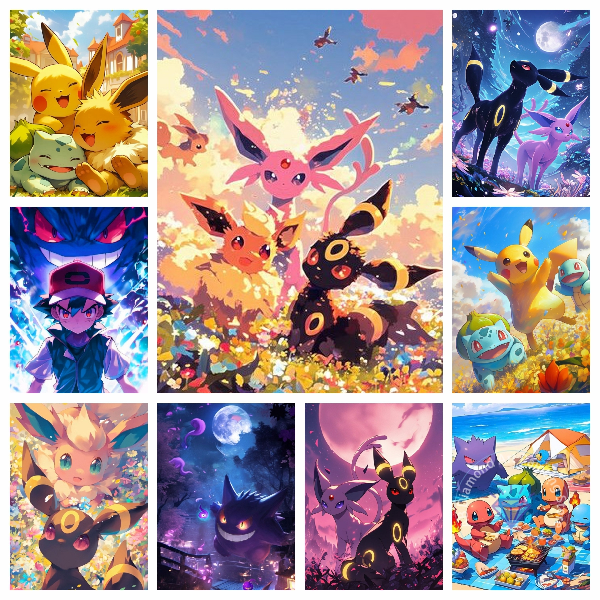 Art Craft Japan - Flareon Jolteon Mewtwo AB Diamond Painting