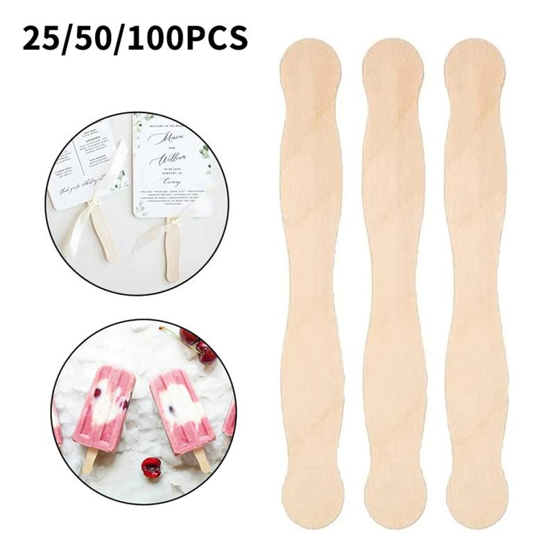 Art Craft With Ice Cream Stick - Wooden Popsicle Sticks Paddle Spoons for
