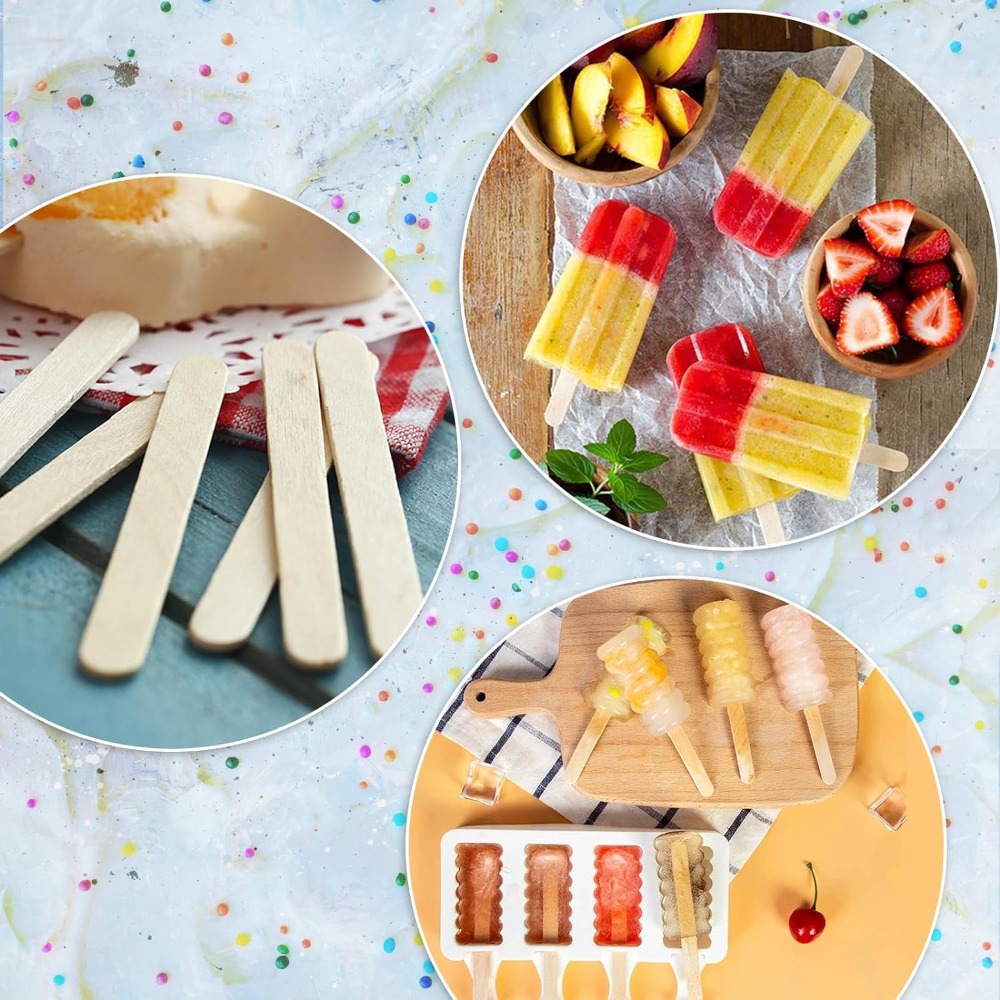 Art Craft With Ice Cream Stick - 210 Pcs Natural Wood Ice Cream