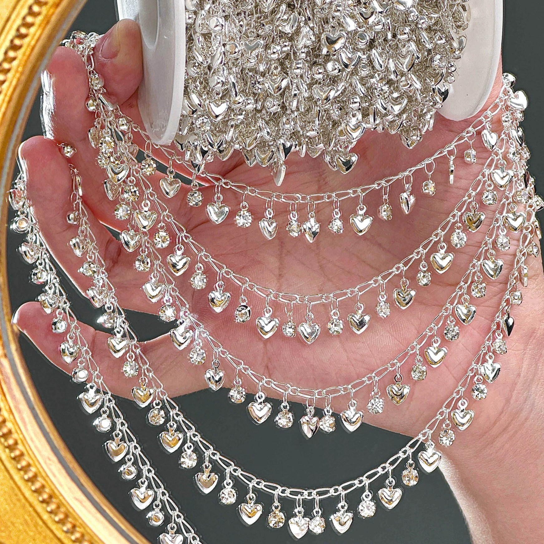 Art Craft Handmade - 0.5/1M Love Heart Zircon Rhinestone Tassel