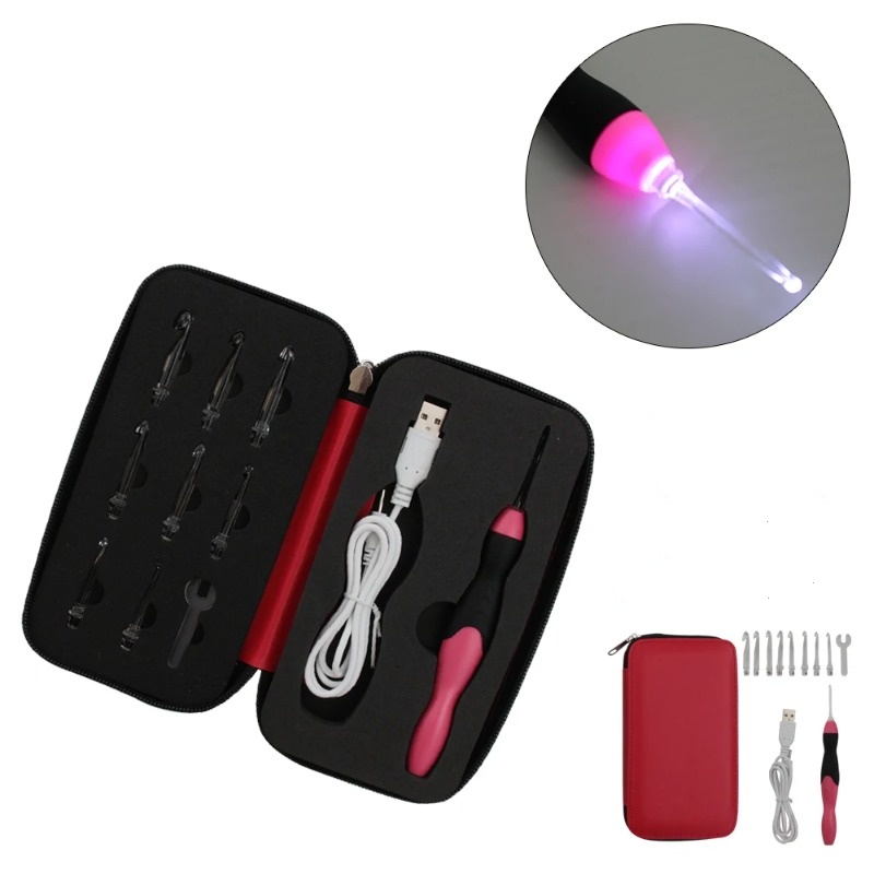 Crochet Hook Set - High-qualit portable 9-In-1 Luminous Led Needle