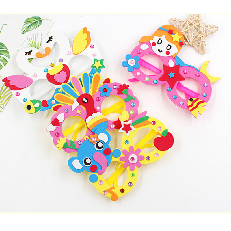 Art Craft For Toddlers - 2/6/12 Sets Cartoon EVA Diamond Glasses