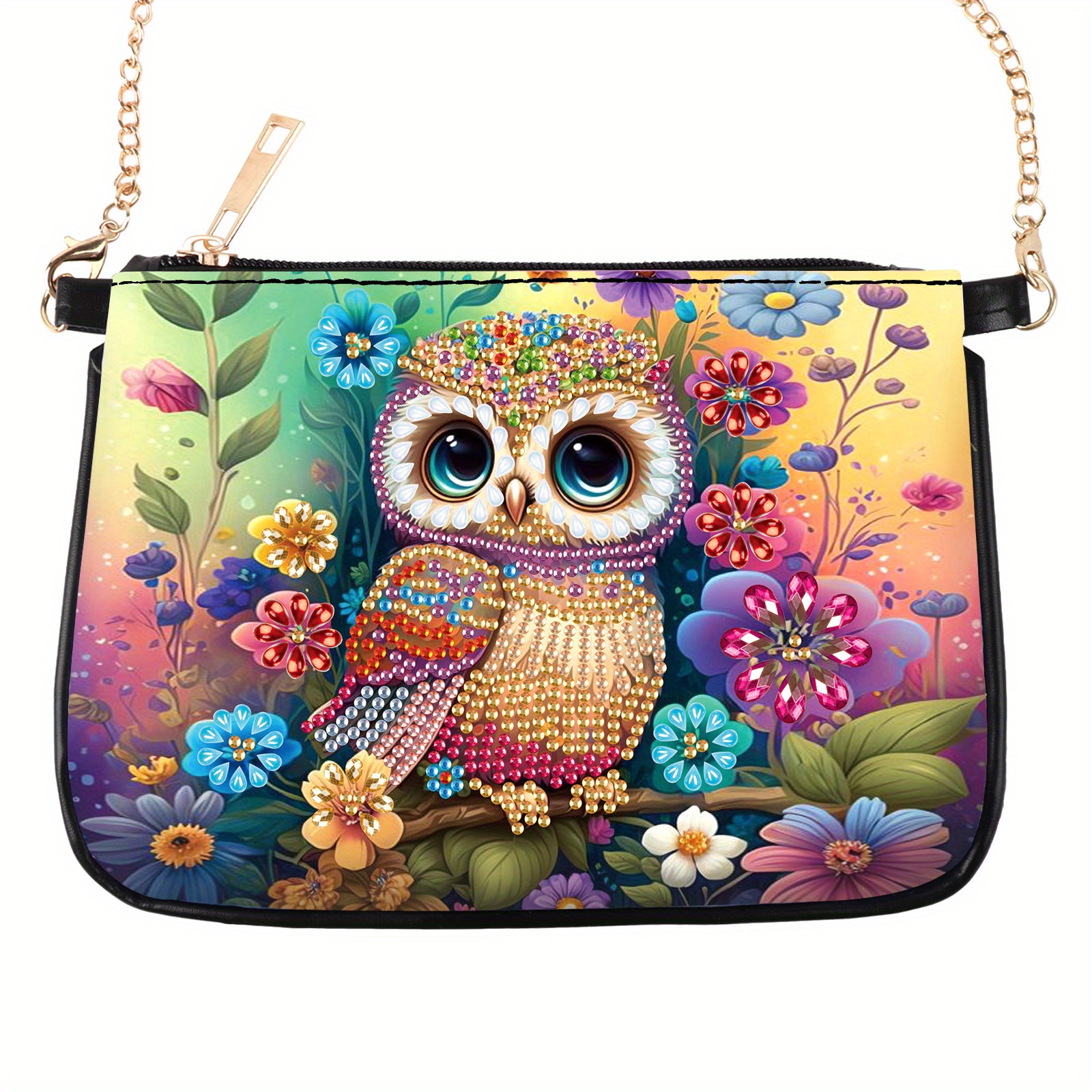 Art Craft Handmade - Colorful Owl Diamond Art Painting bag