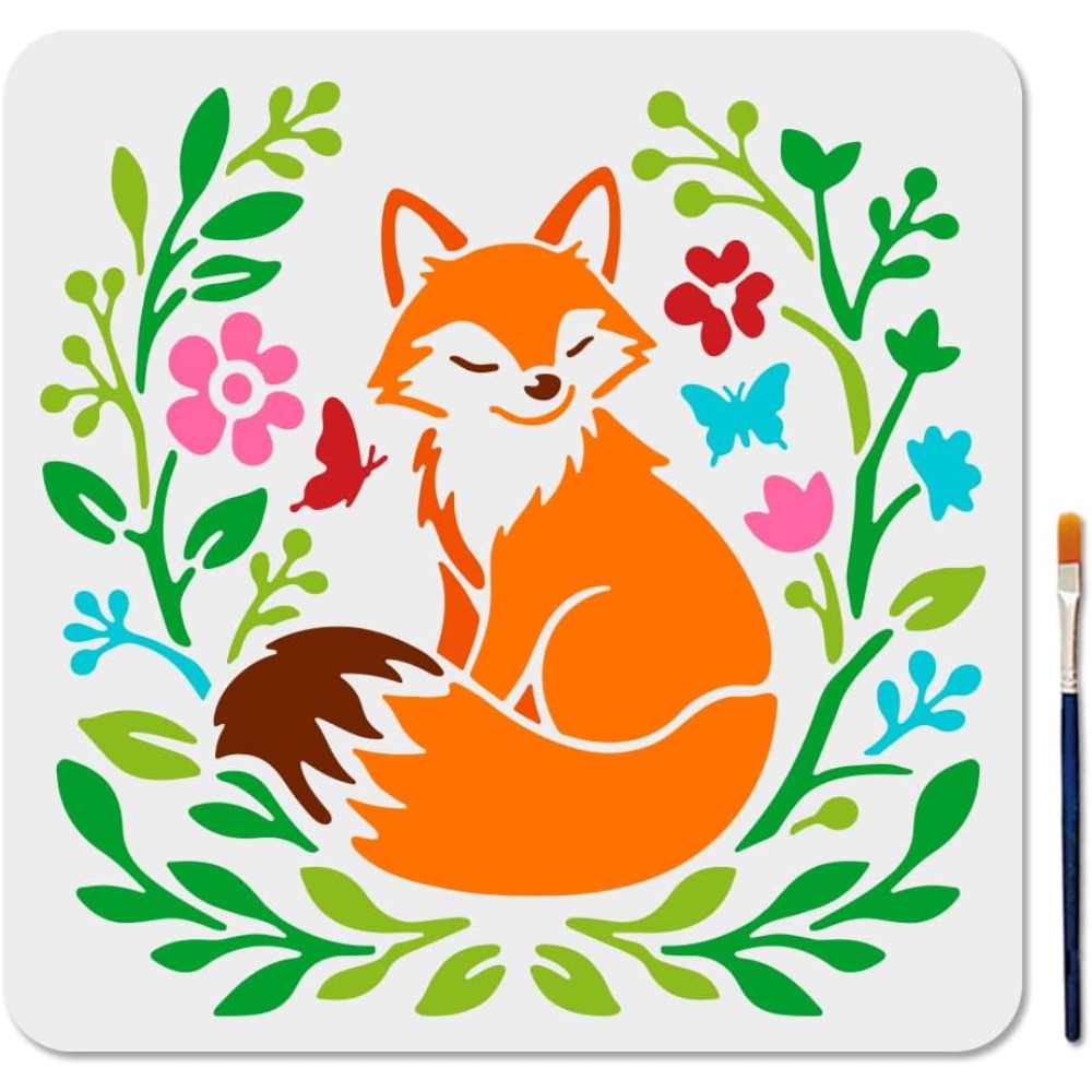 Art Craft Leaves - Fox and Flowers Craft Art Stencil