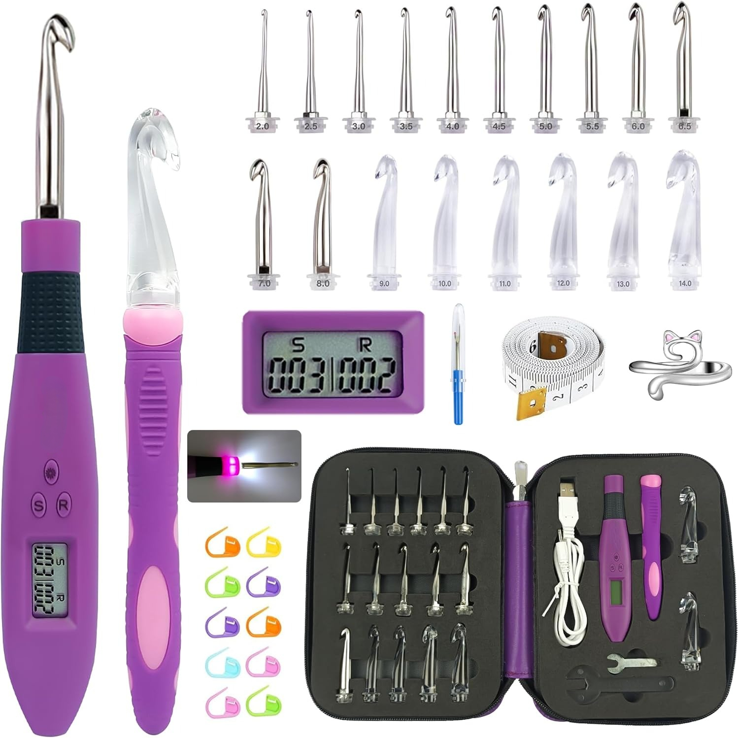 Crochet Hook Set - 24 Sizes Crochet Hook Set with