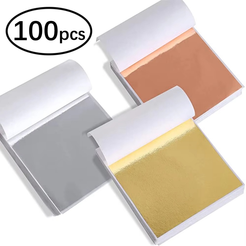 Art Craft Leaves - 100pcs Imitation Gold Sliver Copper Foil