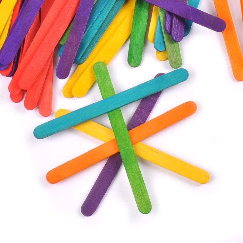 Art Craft With Ice Cream Stick - 50Pcs/Lot Natural Wood & Colorful Wooden