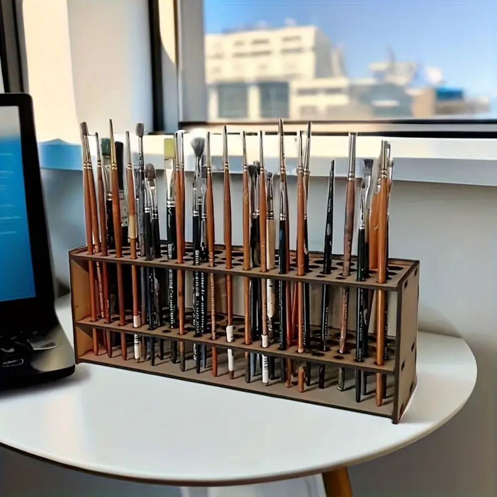 Art Craft Japan - Wooden Brush Holder 67-Slot Premium Double-layer
