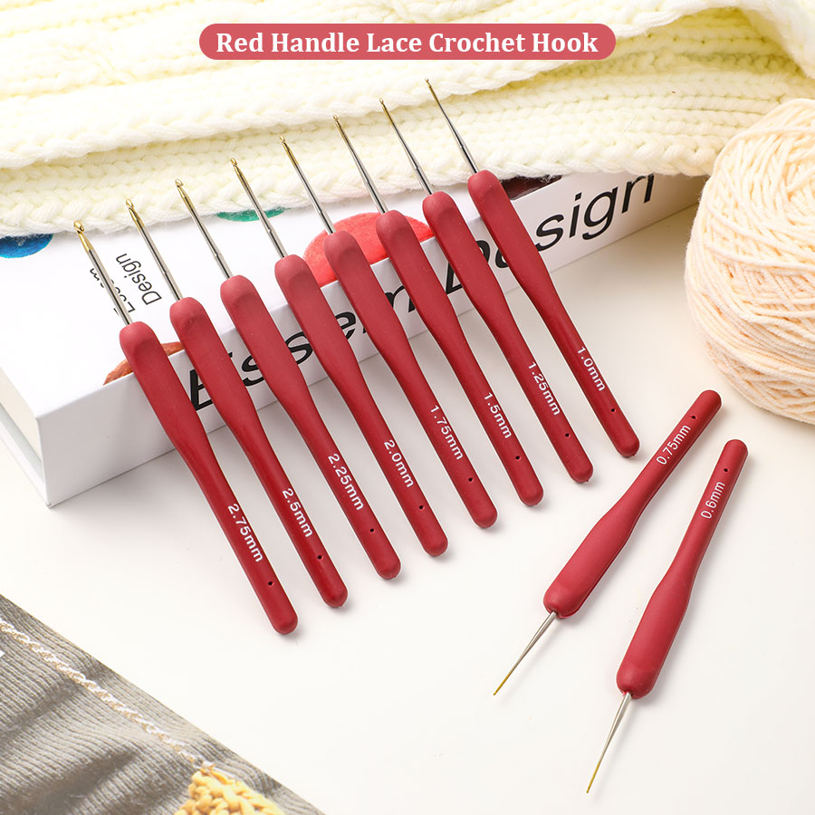 10pcs Red Crochet Set Kit Sili - Crochet Hook Set review and price