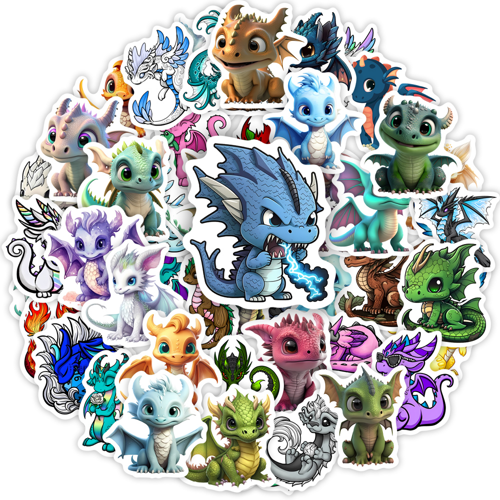 Cartoon Dragon Stickers Cute W - Art Craft Dinosaur review and price