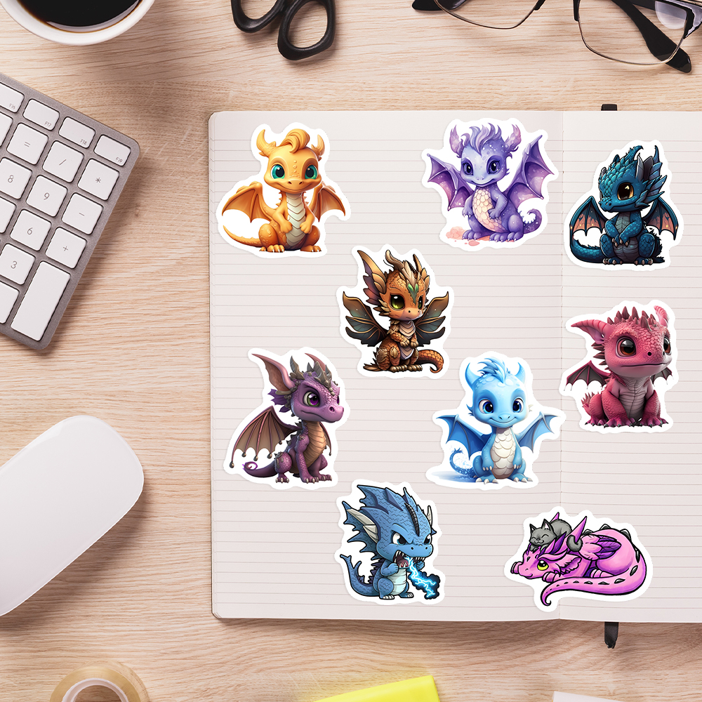 Cartoon Dragon Stickers Cute W - Art Craft Dinosaur review and price