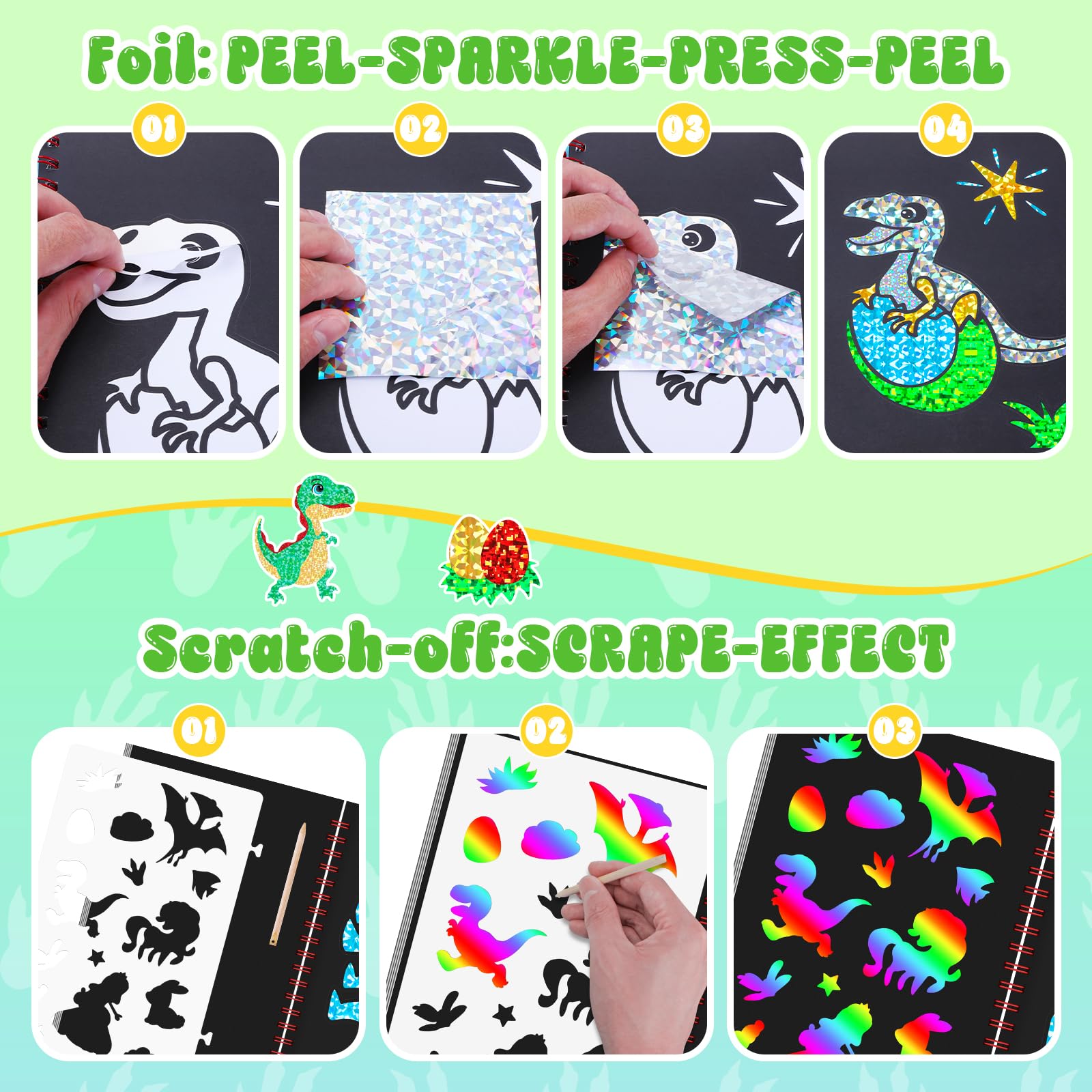 Dinosaur Scratch Art Book for  - Art Craft Dinosaur review and price