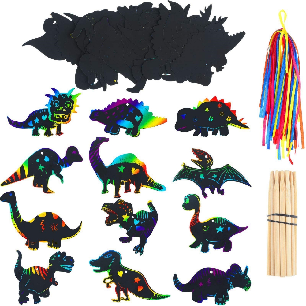 12Pcs Cartoon Dinosaur Scratch - Art Craft Dinosaur review and price
