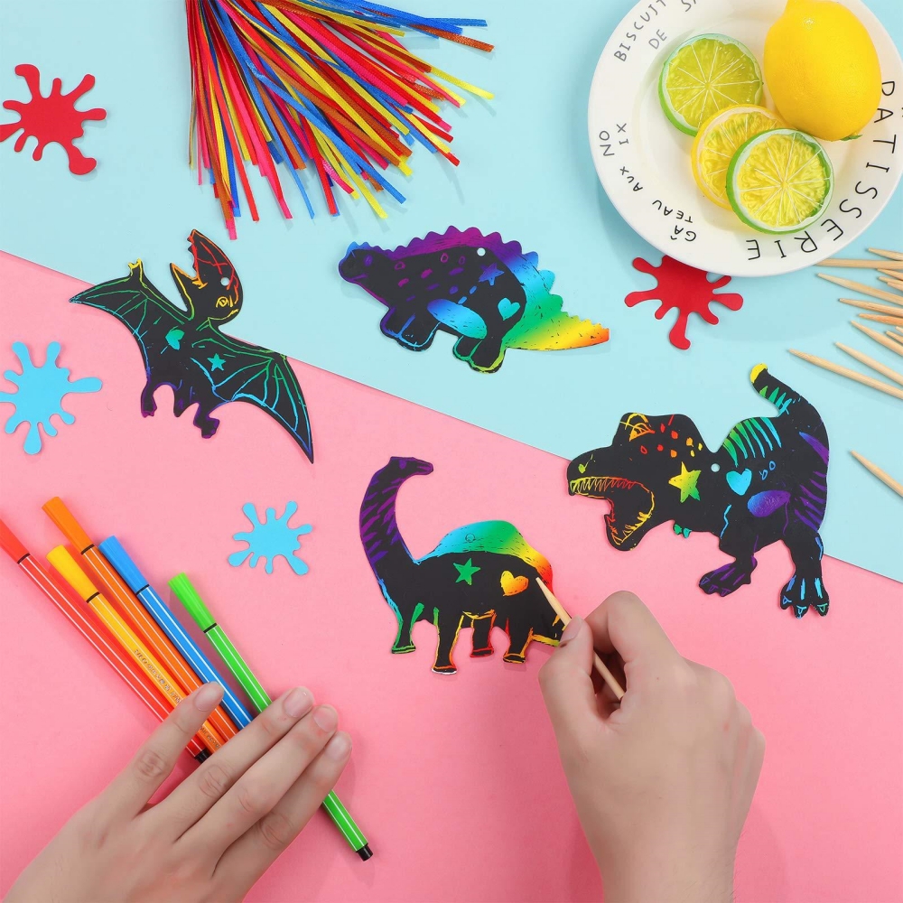 12Pcs Cartoon Dinosaur Scratch - Art Craft Dinosaur review and price