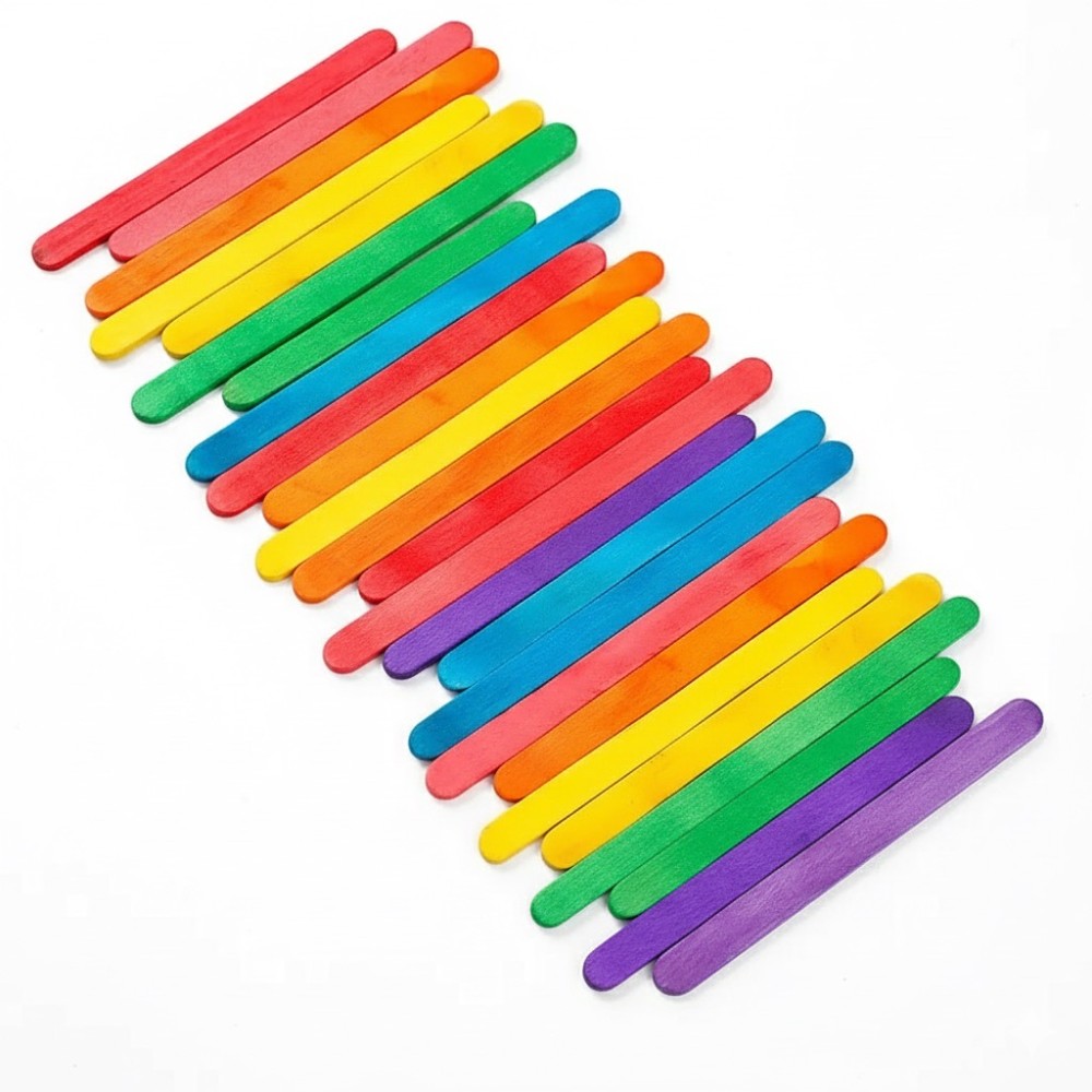 50Pcs Colored Wooden Popsicle  - Art Craft With Ice Cream Stick review and price