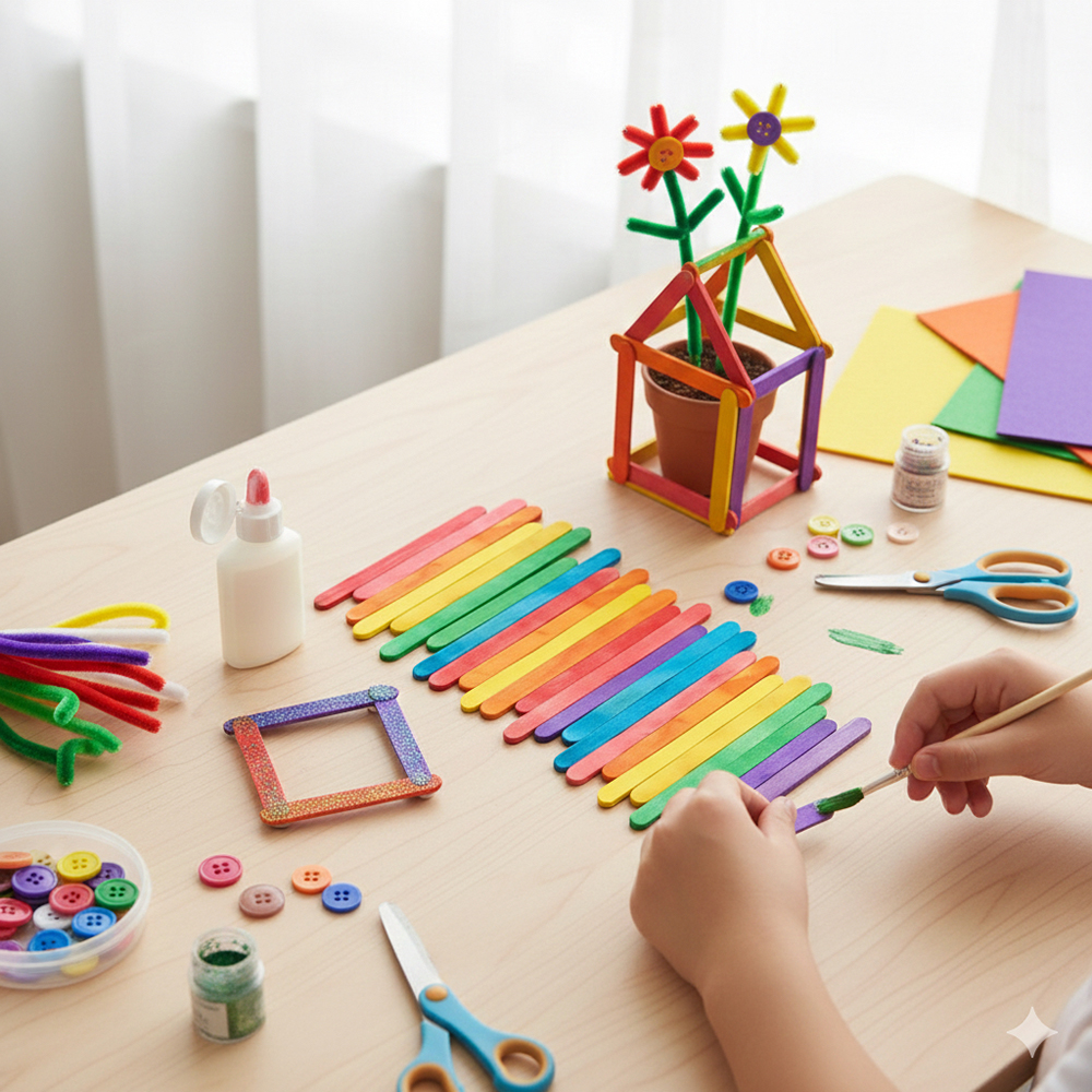50Pcs Colored Wooden Popsicle  - Art Craft With Ice Cream Stick review and price