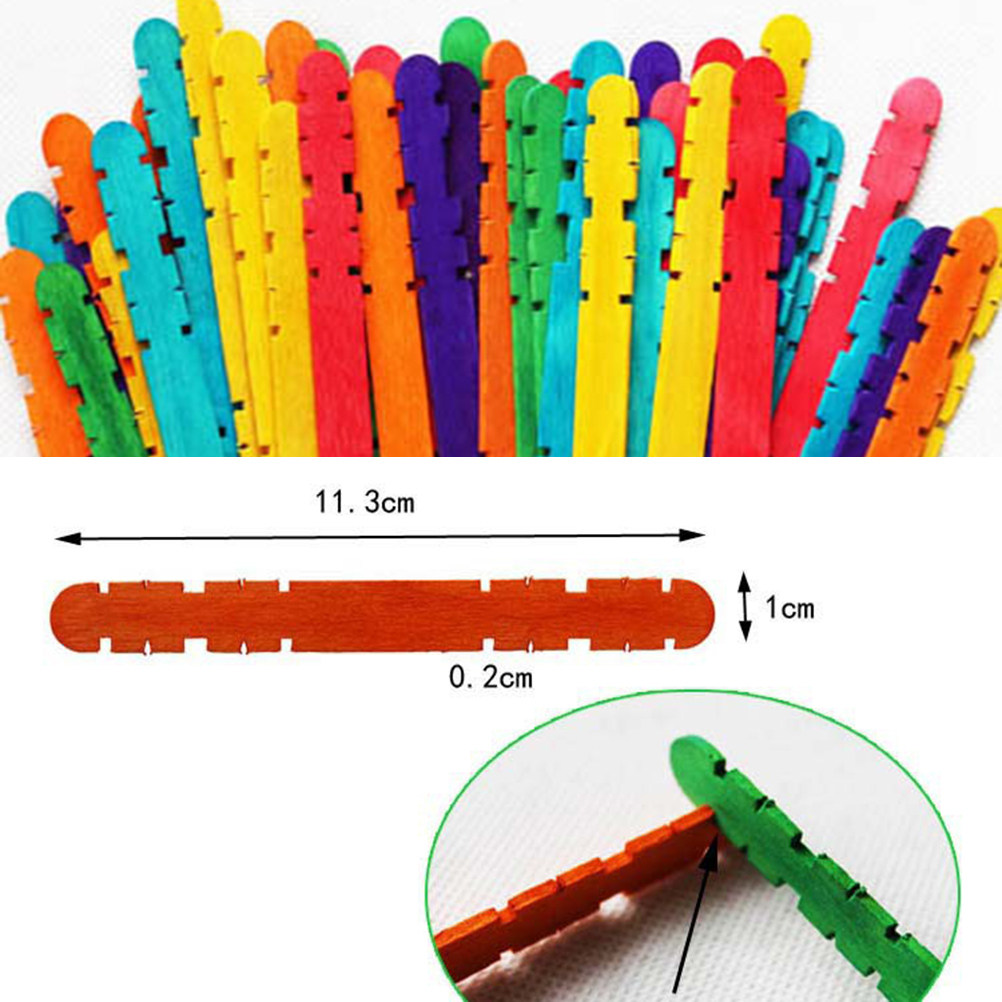 100Pcs Wooden Craft Sticks Col - Art Craft With Ice Cream Stick review and price
